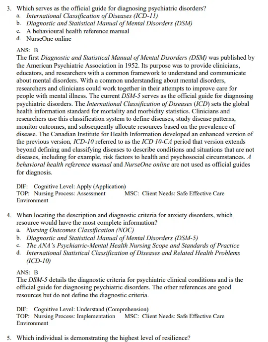 Test Bank For Varcarolis's Canadian Psychiatric Mental Health Nursing 3rd Edition Pollard