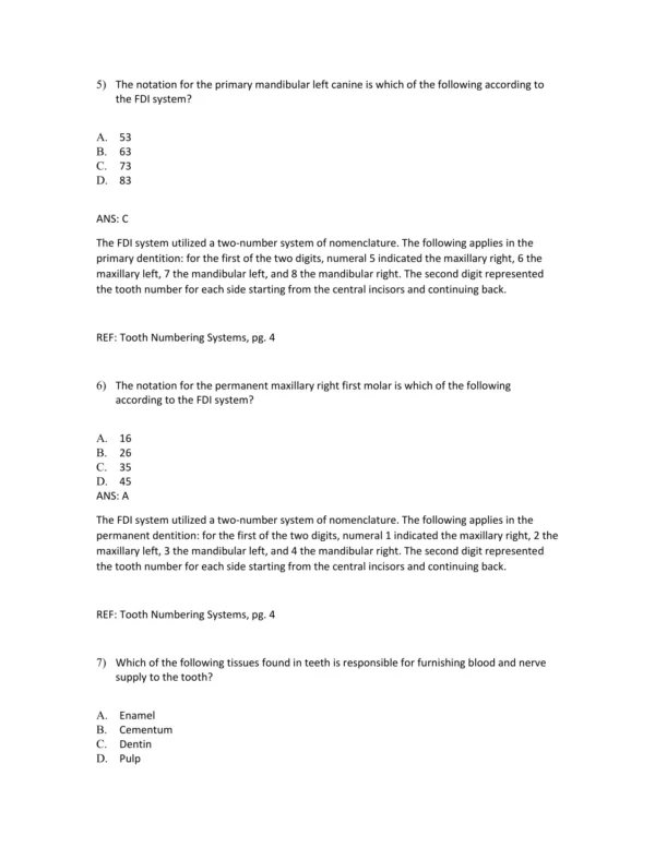 Wheeler's Dental Anatomy, Physiology and Occlusion 9th Edition Stanley Nelson Test Bank_Page3.webp-003 Chapter-based dental anatomy questions covering occlusion and tooth development topics