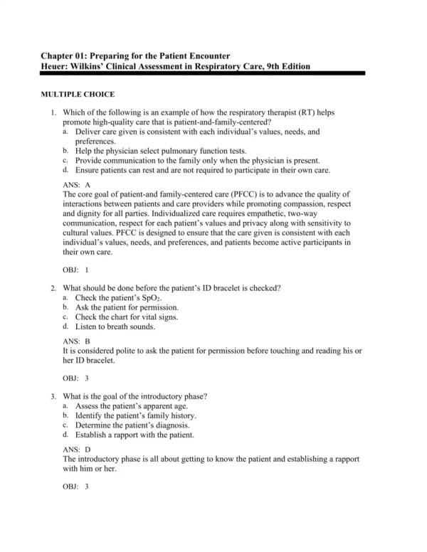 Wilkins' Clinical Assessment in Respiratory 1 NCLEX-style multiple choice respiratory care practice questions with answer options
