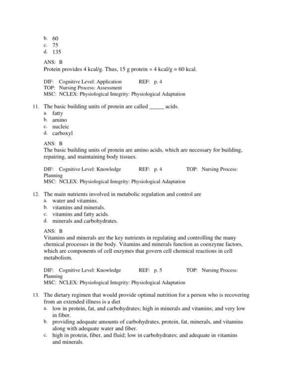 NCLEX-style multiple choice questions on nutrition and diet therapy