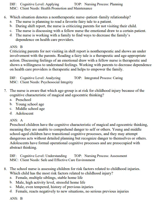 Wong's Nursing Care of Infants and Children, 12th Edition by Marilyn J. Hockenberry Test Bank 3 Chapter-based pediatric nursing exam questions organized by developmental and clinical categories