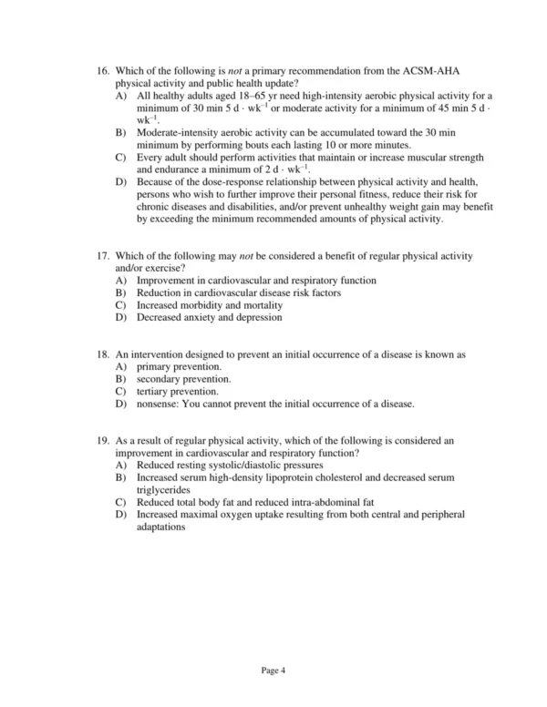 Test Bank For Acsm's Guidelines For Exercise Testing And Prescription Tenth Edition Acsm