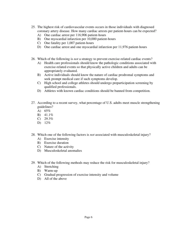 Test Bank For Acsm's Guidelines For Exercise Testing And Prescription Tenth Edition Acsm