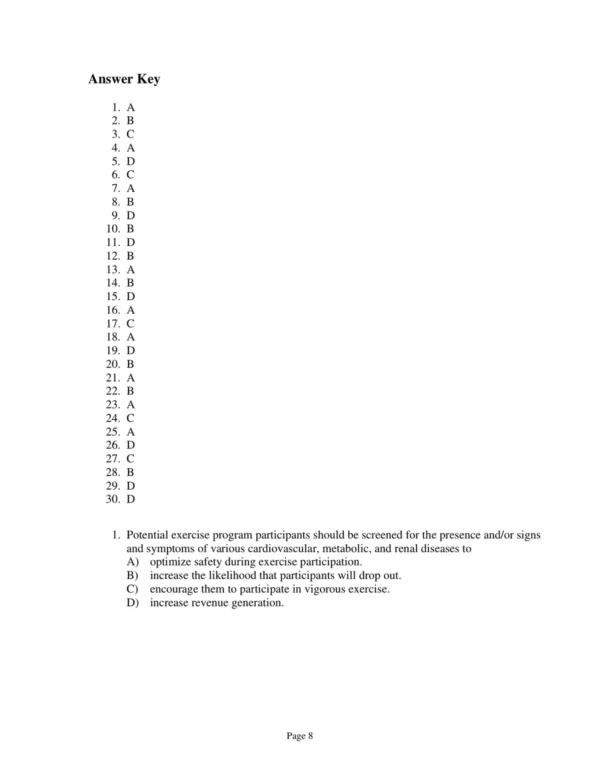 Test Bank For Acsm's Guidelines For Exercise Testing And Prescription Tenth Edition Acsm