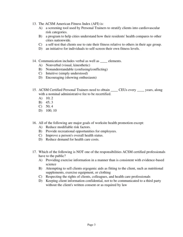 Test Bank For Acsm's Health Related Physical Fitness Assessment Manual Fifth Edition Acsm 3 Test Bank For Acsm's Health Related Physical Fitness Assessment Manual Fifth Edition Acsm