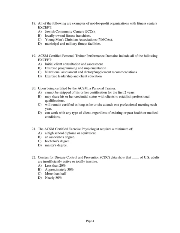 Test Bank For Acsm's Health Related Physical Fitness Assessment Manual Fifth Edition Acsm 4 Test Bank For Acsm's Health Related Physical Fitness Assessment Manual Fifth Edition Acsm