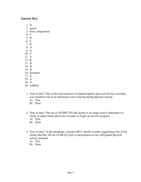 Test Bank For Acsm's Resources For The Exercise Physiologist A Practical Guide For The Health Fitness Professional Second Edition Acsm