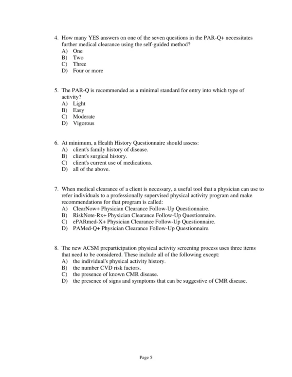 Test Bank For Acsm's Resources For The Exercise Physiologist A Practical Guide For The Health Fitness Professional Second Edition Acsm