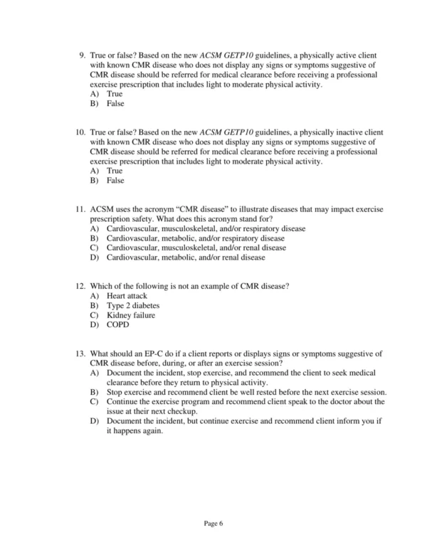 Test Bank For Acsm's Resources For The Exercise Physiologist A Practical Guide For The Health Fitness Professional Second Edition Acsm