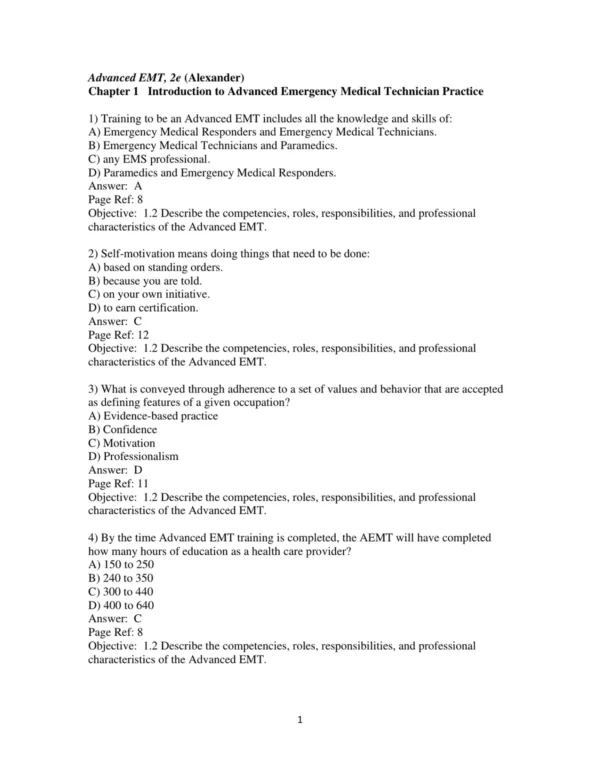 Test Bank For Advanced Emt A Clinical Reasoning Approach 2nd Edition Melissa Alexander