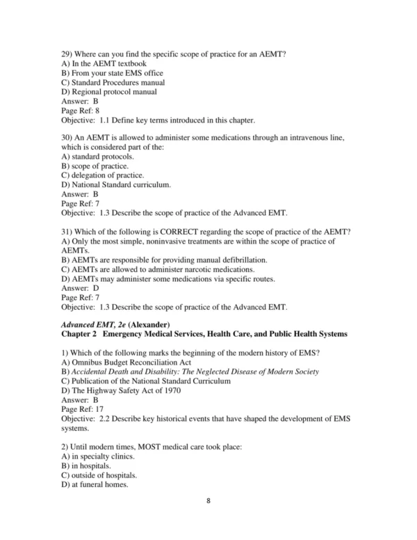 Test Bank For Advanced Emt A Clinical Reasoning Approach 2nd Edition Melissa Alexander