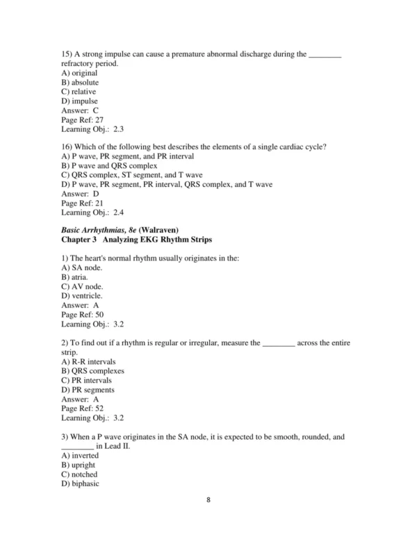 Test Bank For Basic Arrhythmias 8th Edition Gail Walraven