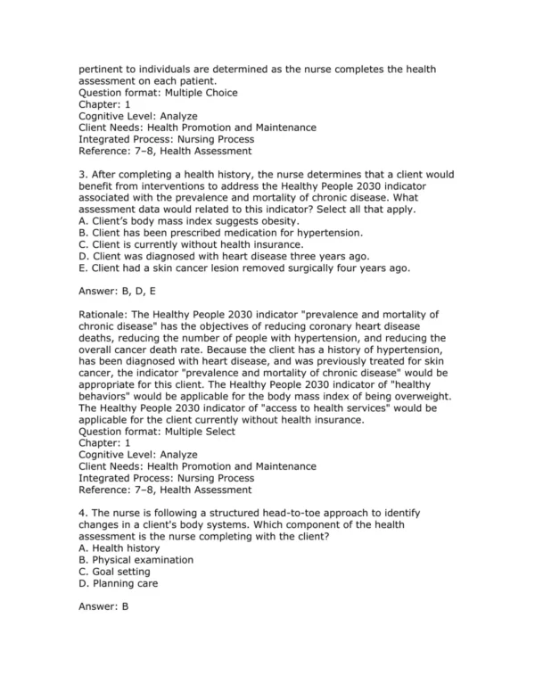 Test Bank For Bates' Nursing Guide To Physical Examination And History Taking Third Edition Beth Hogan Quigley