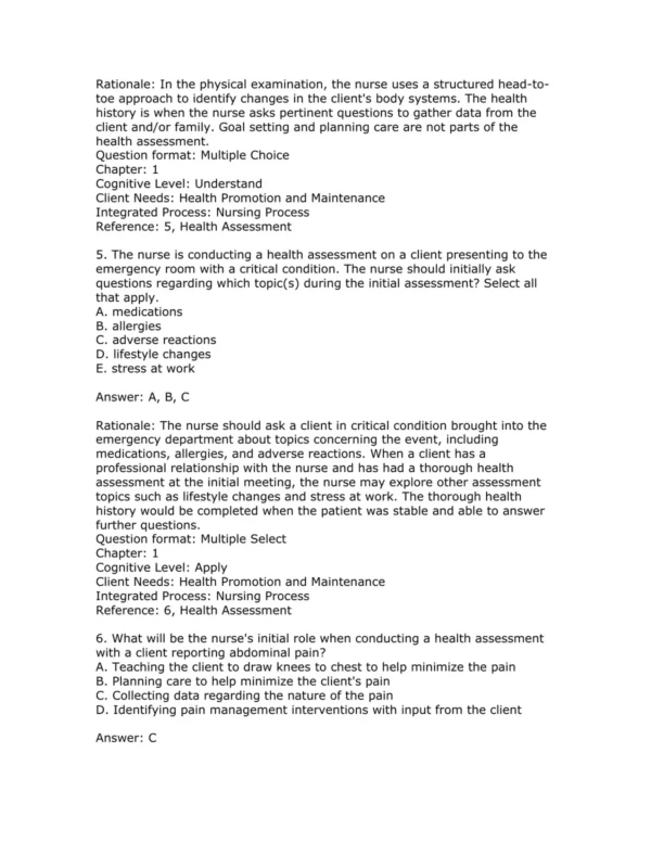 Test Bank For Bates' Nursing Guide To Physical Examination And History Taking Third Edition Beth Hogan Quigley