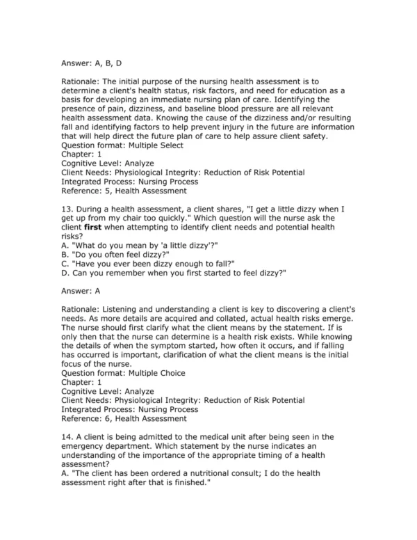 Test Bank For Bates' Nursing Guide To Physical Examination And History Taking Third Edition Beth Hogan Quigley