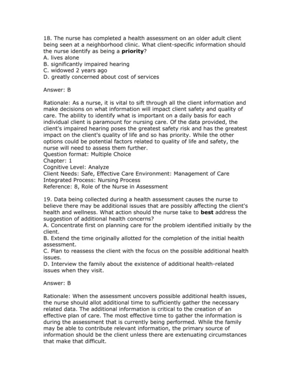 Test Bank For Bates' Nursing Guide To Physical Examination And History Taking Third Edition Beth Hogan Quigley