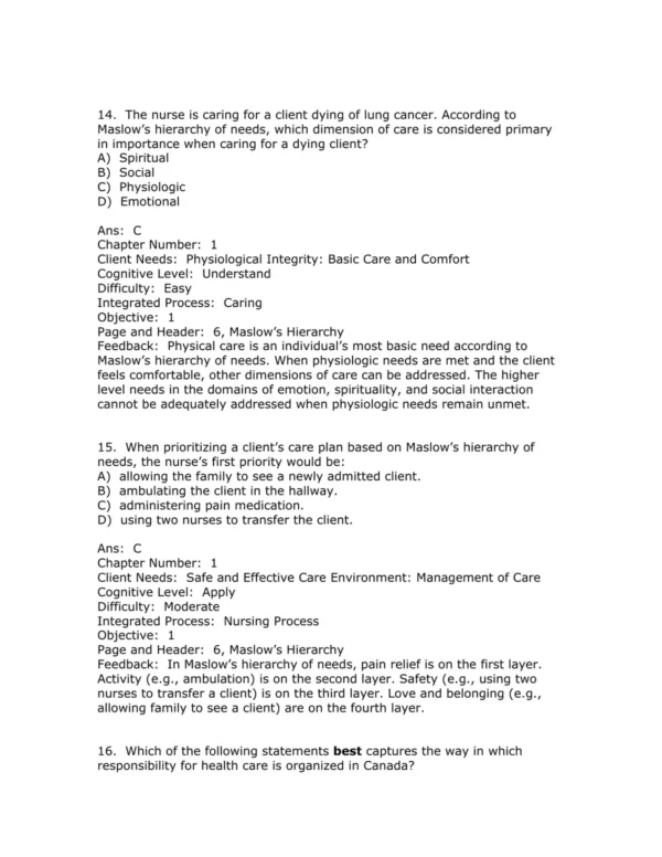 Test Bank For Brunner And Suddarth's Canadian Textbook Of Medical Surgical Nursing Fourth Edition Mohamed El Hussein