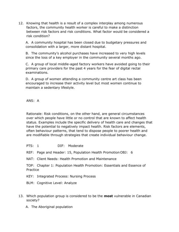 Test Bank For Canadian Community As Partner Fifth Edition Ardene Vollman 10 Test Bank For Canadian Community As Partner 5th Edition Ardene Vollman