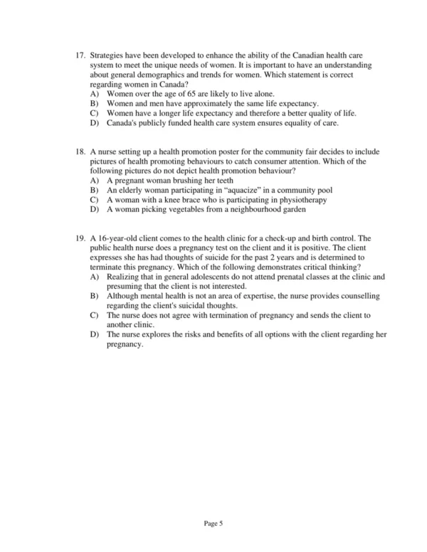 Test Bank For Canadian Maternity Newborn & Women's Health Nursing Comprehensive Care Across The Life Span Second Edition Robin J Evans