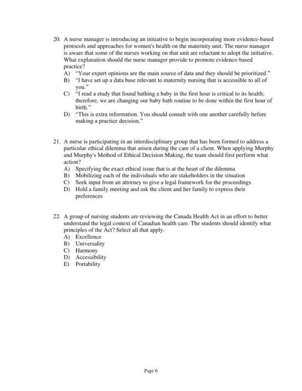 Test Bank For Canadian Maternity Newborn & Women's Health Nursing Comprehensive Care Across The Life Span Second Edition Robin J Evans