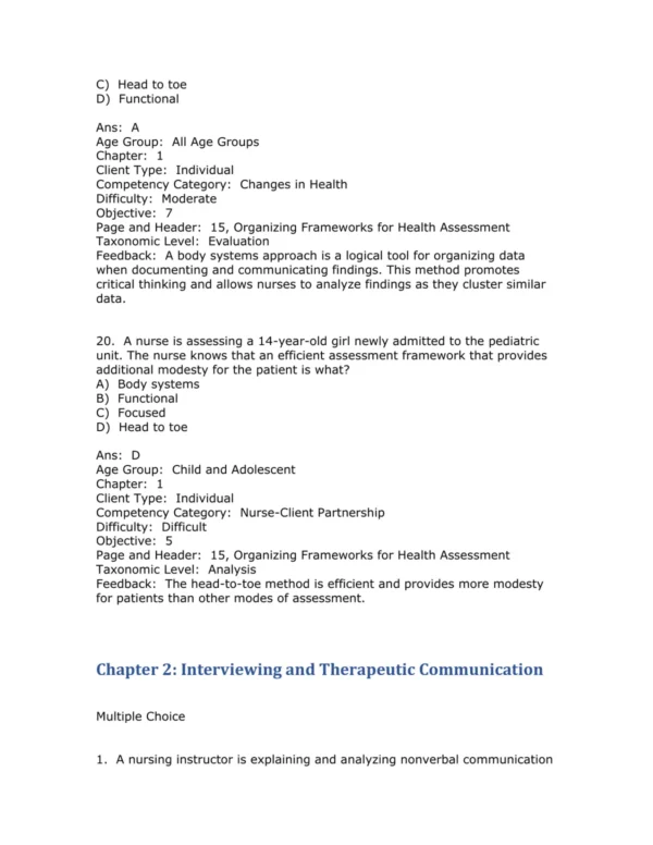 Test Bank For Canadian Nursing Health Assessment A Best Practice Approach 2nd Edition Tracey C. Stephen