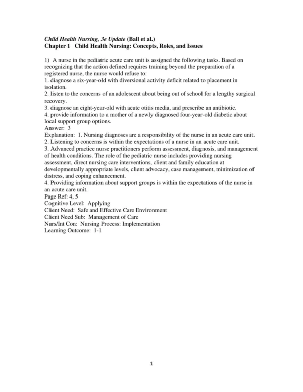 Test Bank For Child Health Nursing Updated Edition 3rd Edition Jane W. Ball 1 Test Bank For Child Health Nursing Updated Edition 3rd Edition Jane W. Ball