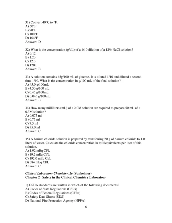 Test Bank For Clinical Laboratory Chemistry 2nd Edition Robert Sunheimer 6 Test Bank For Clinical Laboratory Chemistry 2nd Edition Robert Sunheimer