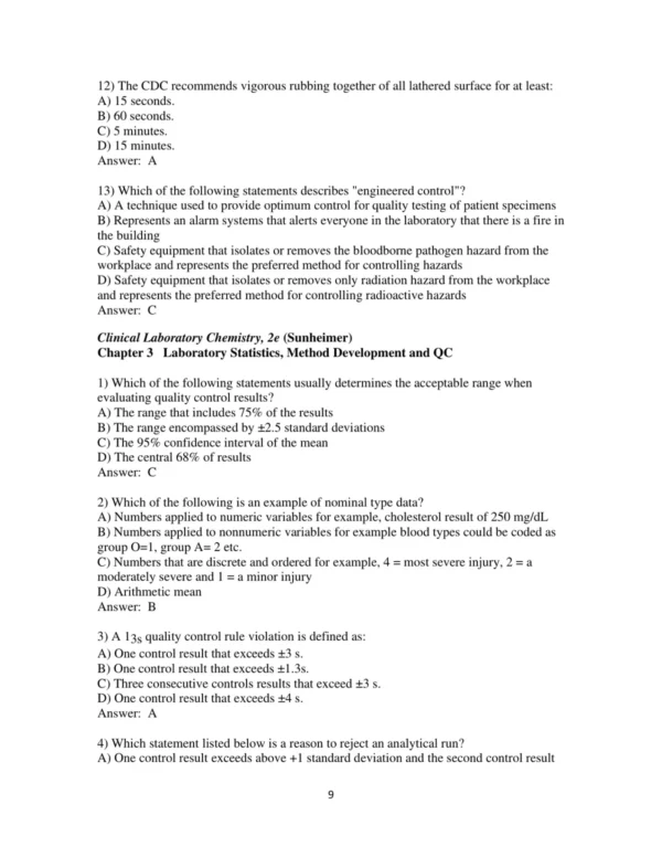 Test Bank For Clinical Laboratory Chemistry 2nd Edition Robert Sunheimer 9 Test Bank For Clinical Laboratory Chemistry 2nd Edition Robert Sunheimer