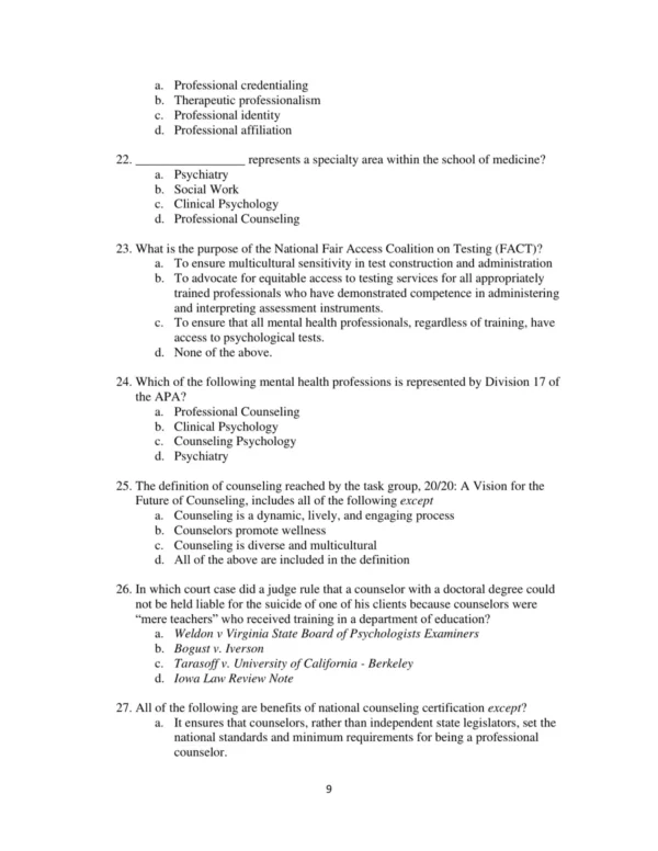 Test Bank For Clinical Mental Health Counseling In Community And Agency Settings 5th Edition Samuel T. Gladding