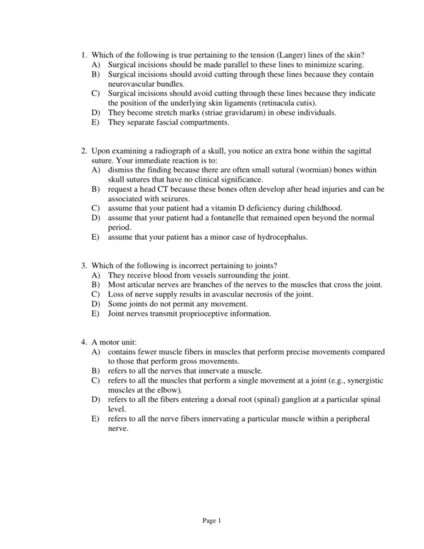 Test Bank For Clinically Oriented Anatomy Seventh Edition Keith L. Moore