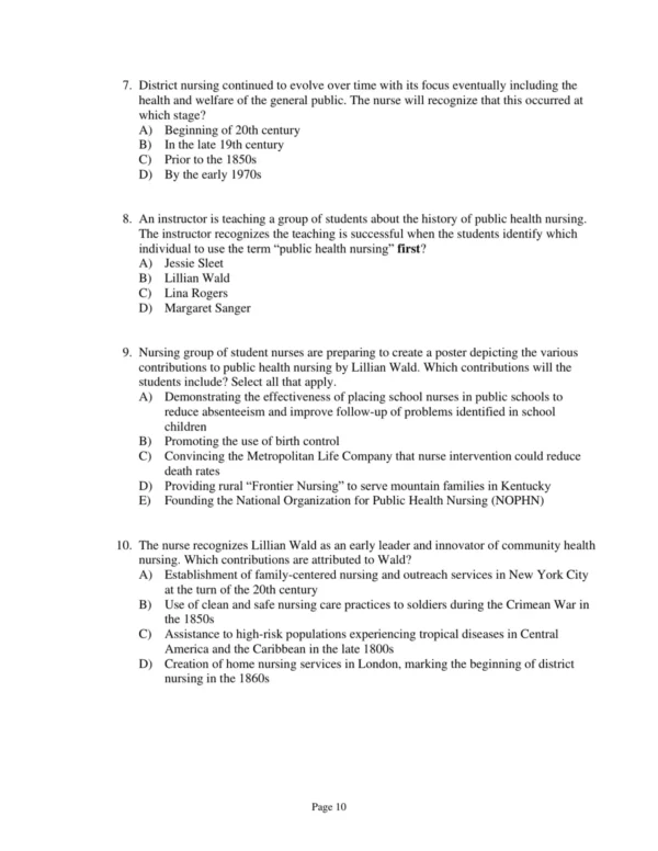 Test Bank For Community And Public Health Nursing Promoting The Public's Health Ninth Edition Cherie Rector