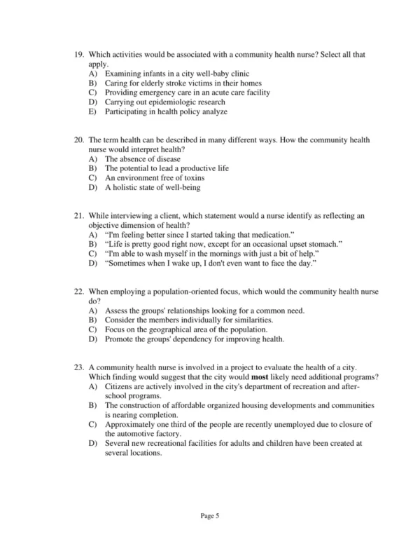 Test Bank For Community And Public Health Nursing Promoting The Public's Health Ninth Edition Cherie Rector