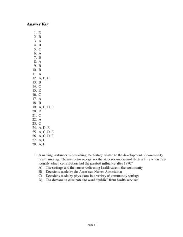 Test Bank For Community And Public Health Nursing Promoting The Public's Health Ninth Edition Cherie Rector