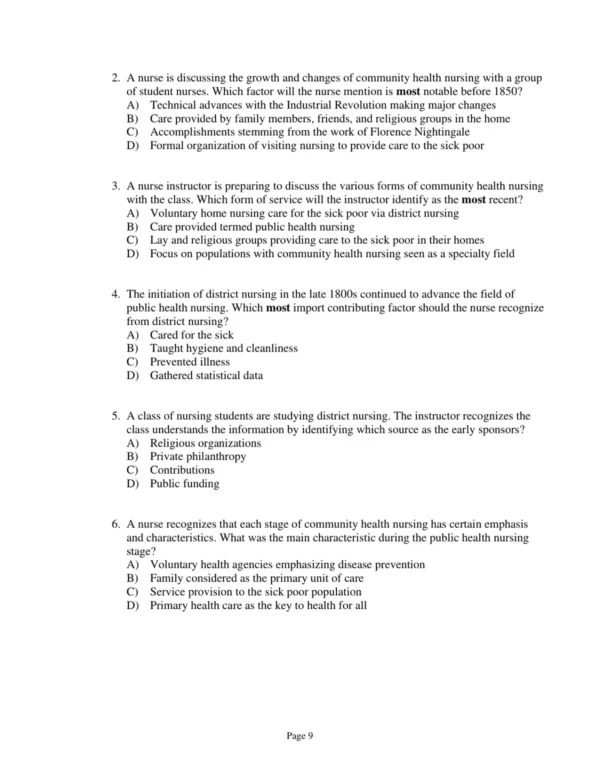 Test Bank For Community And Public Health Nursing Promoting The Public's Health Ninth Edition Cherie Rector