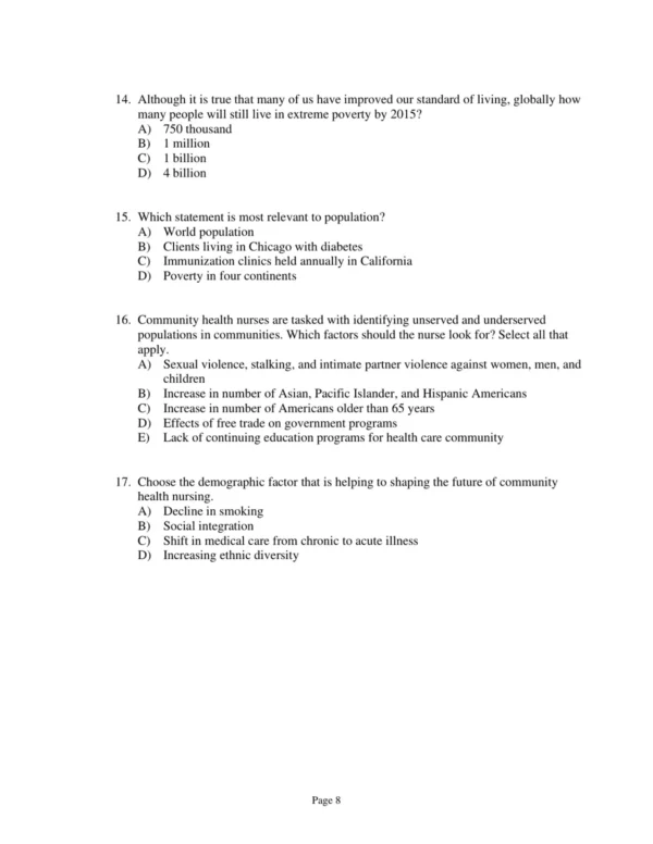 Test Bank For Community As Partner Theory And Practice In Nursing Seventh Edition Elizabeth T. Anderson