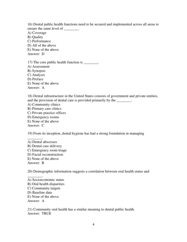 Test Bank For Dental Public Health & Research Contemporary Practice For The Dental Hygienist 4th Edition Christine N. Nathe