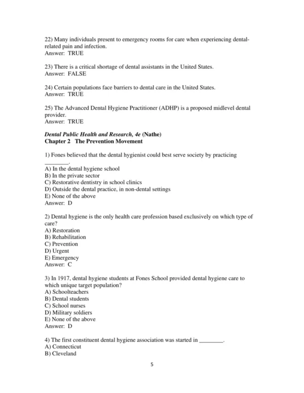 Test Bank For Dental Public Health & Research Contemporary Practice For The Dental Hygienist 4th Edition Christine N. Nathe