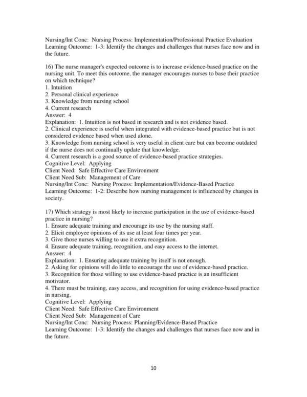 Test Bank For Effective Leadership And Management In Nursing 9th Edition Eleanor J. Sullivan 10 Test Bank For Effective Leadership And Management In Nursing 9th Edition Eleanor J. Sullivan