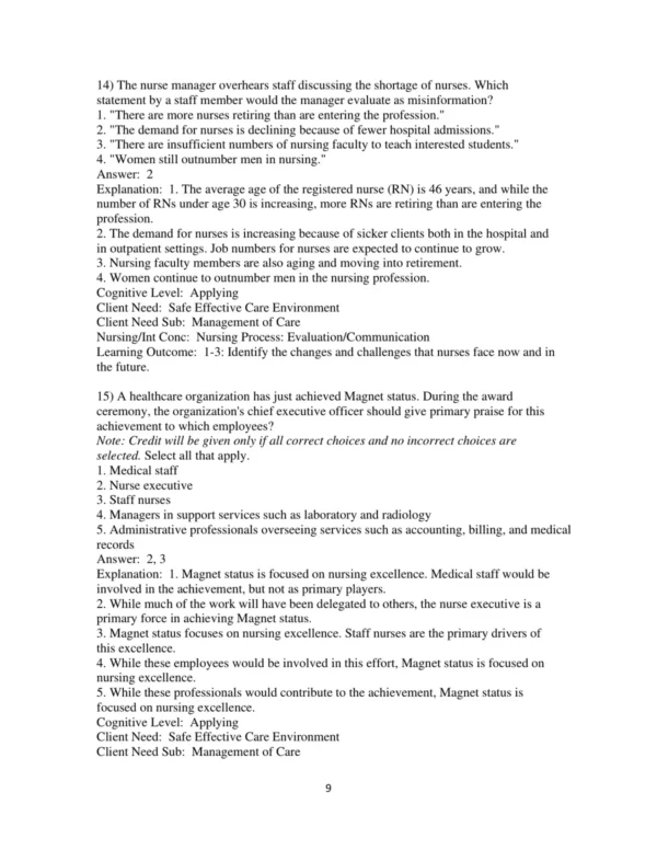 Test Bank For Effective Leadership And Management In Nursing 9th Edition Eleanor J. Sullivan 9 Test Bank For Effective Leadership And Management In Nursing 9th Edition Eleanor J. Sullivan