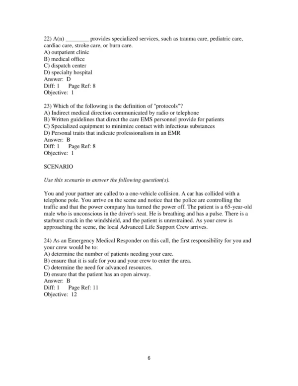 Test Bank For Emergency Medical Responder First On Scene 11th Edition Chris Le Baudour