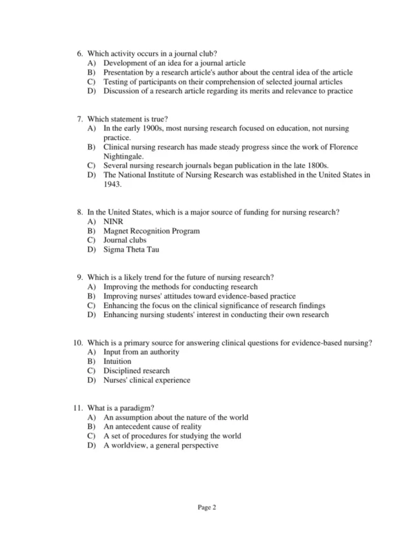 Test Bank For Essentials Of Nursing Research Appraising Evidence For Nursing Practice 9th Edition Denise F. Polit