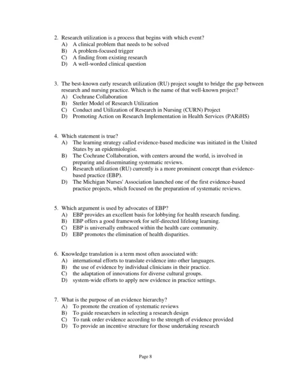 Test Bank For Essentials Of Nursing Research Appraising Evidence For Nursing Practice 9th Edition Denise F. Polit