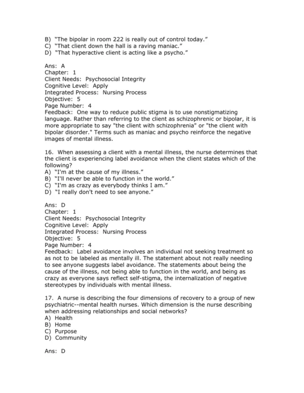 Test Bank For Essentials Of Psychiatric Nursing Second Edition Mary Ann Boyd' Rebecca Luebbert