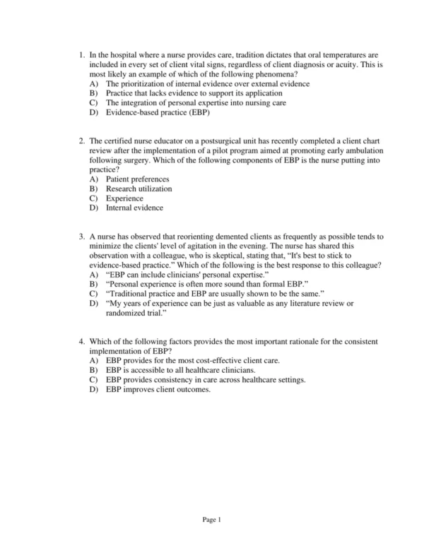 Test Bank For Evidence Based Practice In Nursing And Healthcare A Guide To Best Practice Third Edition Bernadette Mazurek Melnyk