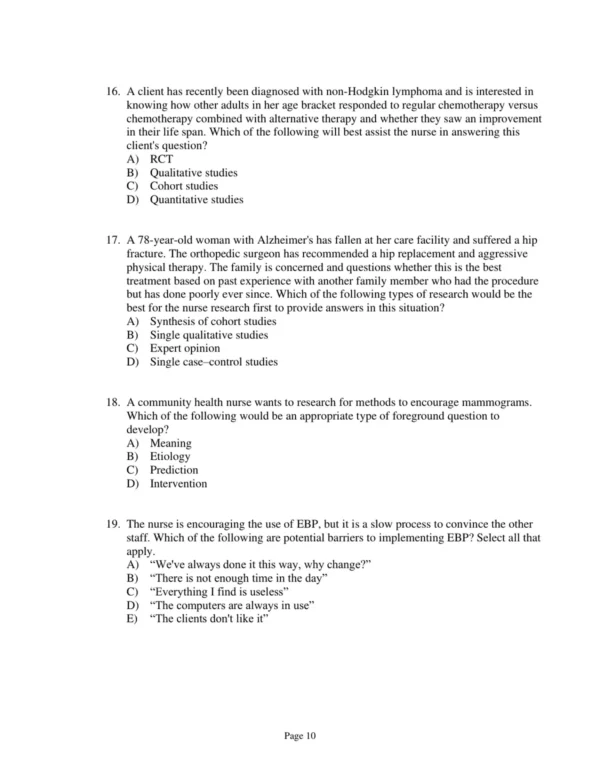 Test Bank For Evidence Based Practice In Nursing And Healthcare A Guide To Best Practice Third Edition Bernadette Mazurek Melnyk