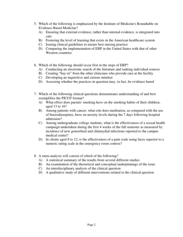 Test Bank For Evidence Based Practice In Nursing And Healthcare A Guide To Best Practice Third Edition Bernadette Mazurek Melnyk