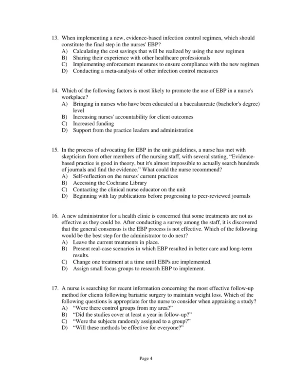 Test Bank For Evidence Based Practice In Nursing And Healthcare A Guide To Best Practice Third Edition Bernadette Mazurek Melnyk