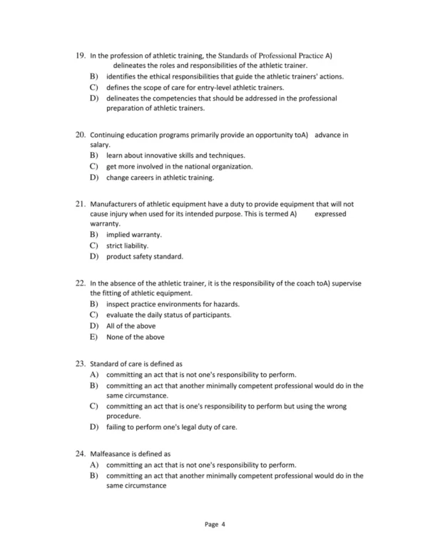 Test Bank For Foundations Of Athletic Training Prevention Assessment And Management Sixth Edition Marcia K. Anderson