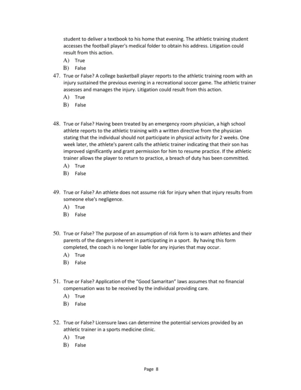 Test Bank For Foundations Of Athletic Training Prevention Assessment And Management Sixth Edition Marcia K. Anderson