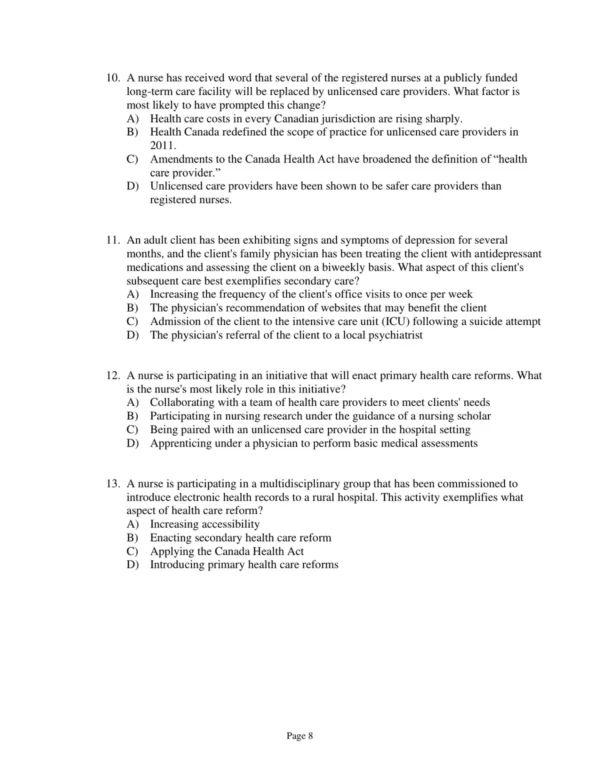 Test Bank For Fundamentals Perspectives On The Art 8 Test Bank For Fundamentals Perspectives On The Art And Science Of Canadian Nursing Second Editiondavid Gregory Christy Raymond